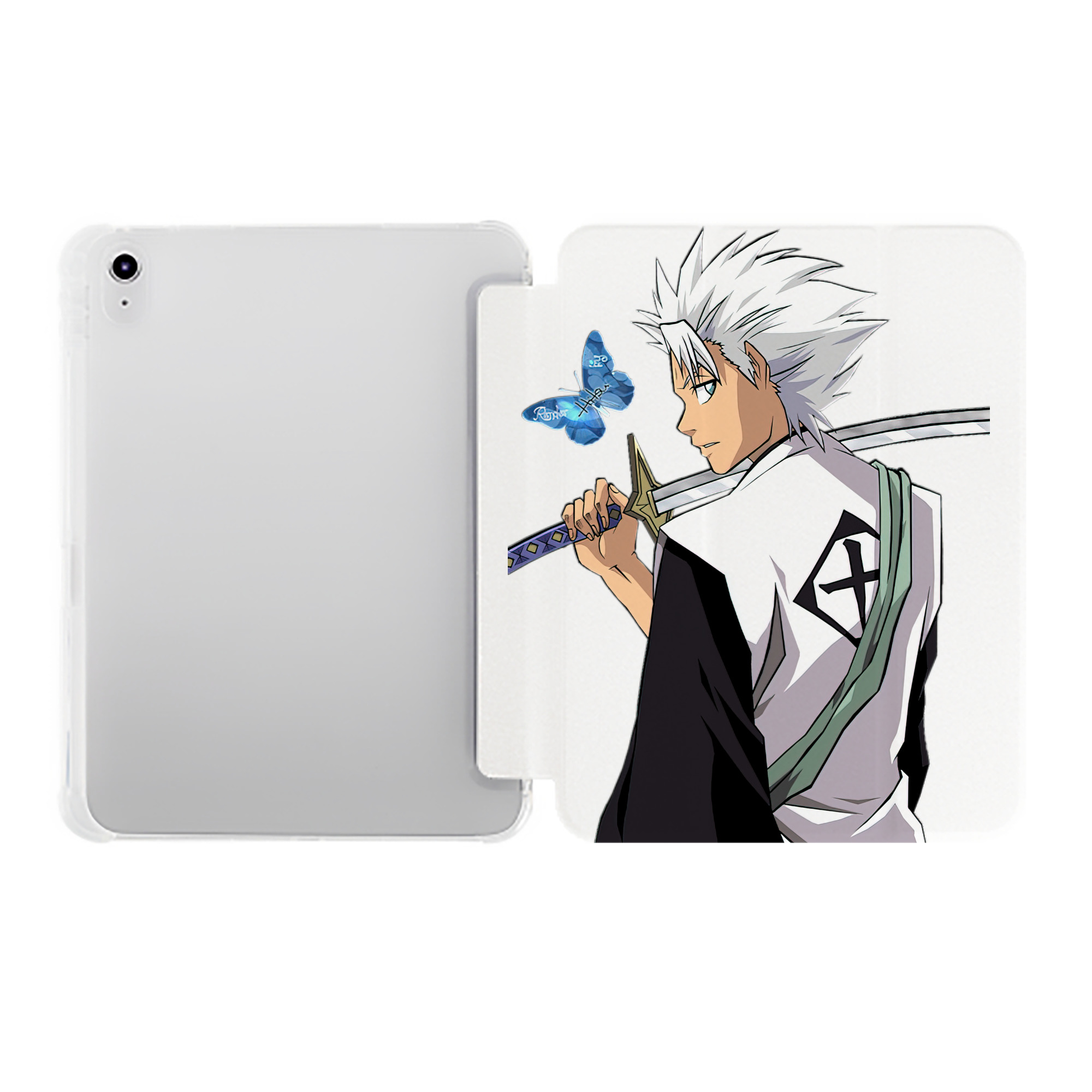 （画像用） ブリーチ 日番谷冬獅郎（ひつがや とうしろう） BLEACH Hitsugaya Toushirou IPad ケース ペン収納付き 三つ折りスタンド PUレザー×シリコン 対応機種9.5/10.5/10.9インチ